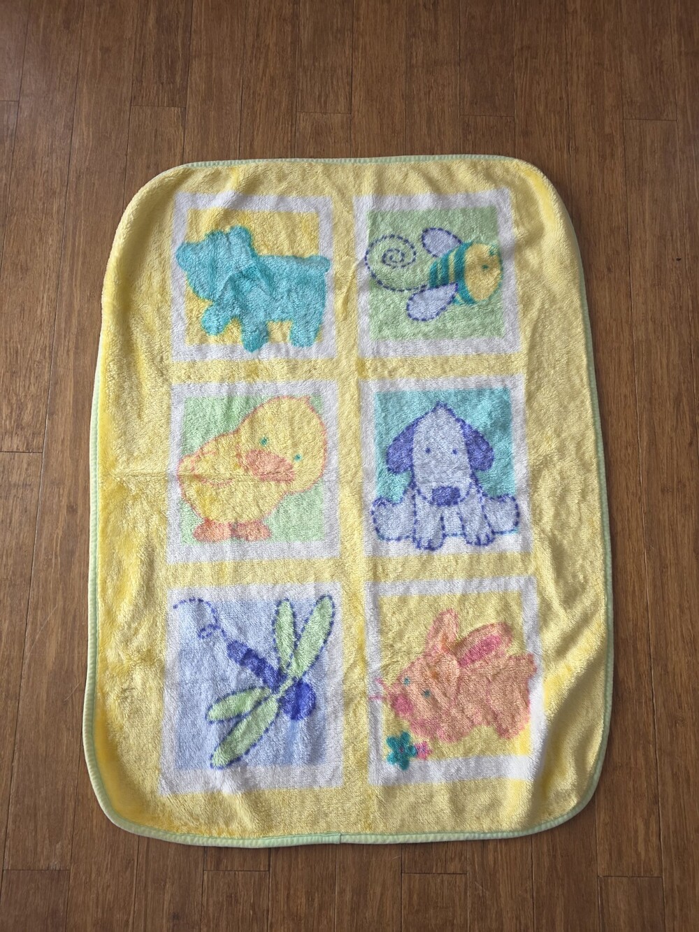 VTG Carters Tykes Cute Cuddly Baby Blanket Bee Duck Dog Elephant Bunny 31x43" g3